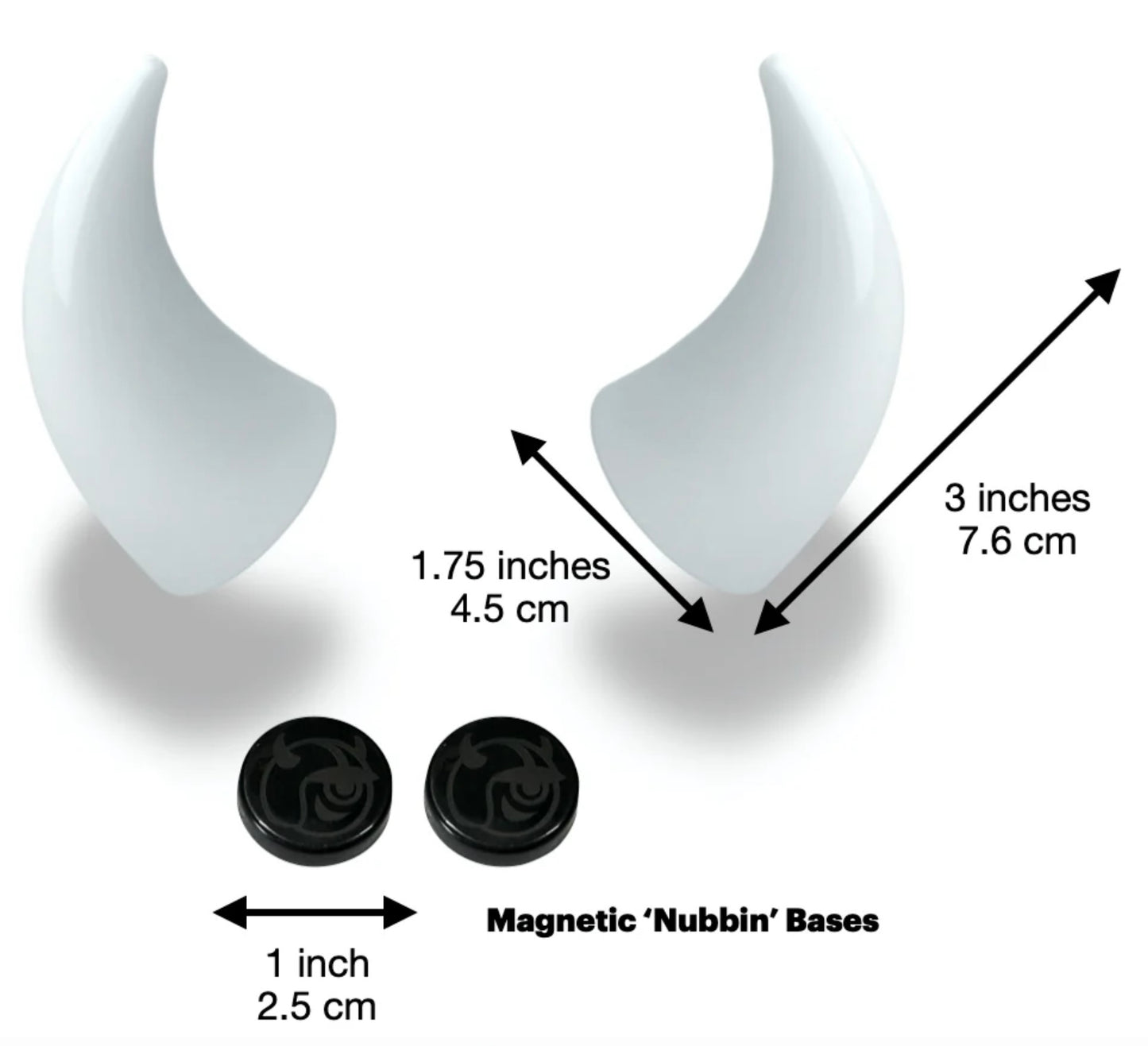 Helmet Flair MagNeatOhz: Large White Devil Horns for Helmet