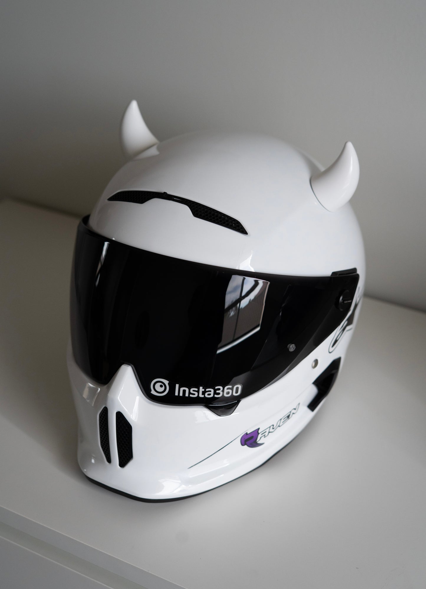 Helmet Flair MagNeatOhz: Small White Devil Horns for Helmet