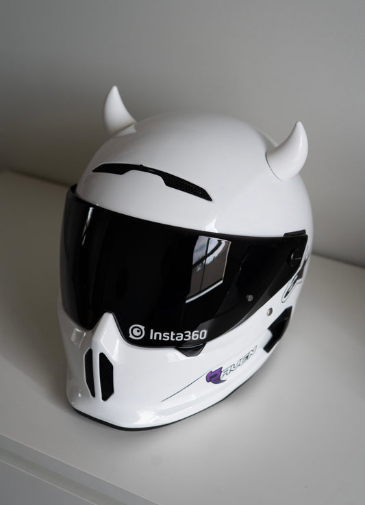 Helmet Flair MagNeatOhz: Small White Devil Horns for Helmet